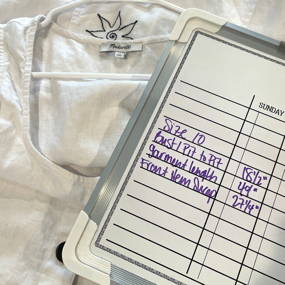 Madewell Women's Button Front Maxi Tea Dress Sz 10 Embroidered Floral 100% Linen - Picture 12 of 14